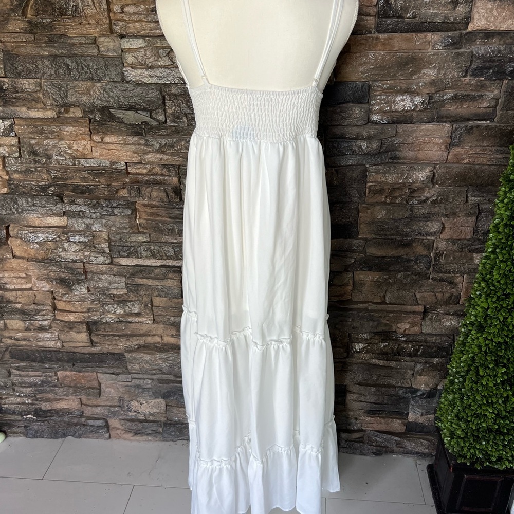 Say What? White Tiered Maxi Sundress Scoop Neck Sleeveless - Picture 10 of 13